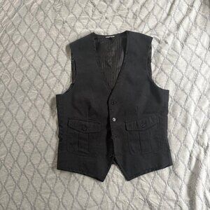 Express Mens Black Waistcoat Vest